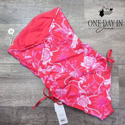 SeaFolly Ahoy DD Drawstring Bandeau One Piece Swimsuit Red NWT Size 6