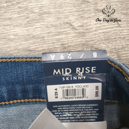 Lucky Brand Mid Rise Skinny Jeans Blue Denim NWT Size 8