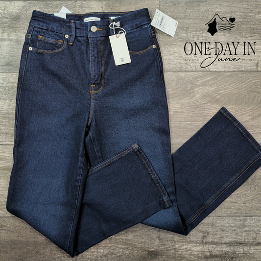 Good American Good Curve Straight Jeans High Rise Indigo NWT $159 Size 2 (26)
