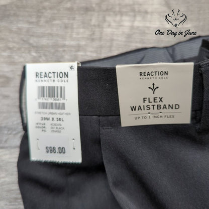 Kenneth Cole Reaction Stretch Urban Heather Slim Fit Pants Black NWT Size 29X30