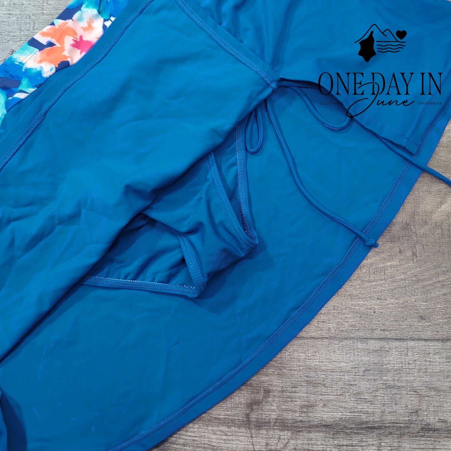 Yonique Skirted Tankini Swimsuit Size L
