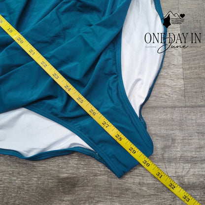 Eomenie Cutout Tie Front Ruched Tummy Control One Piece Swimsuit NWT Size XL