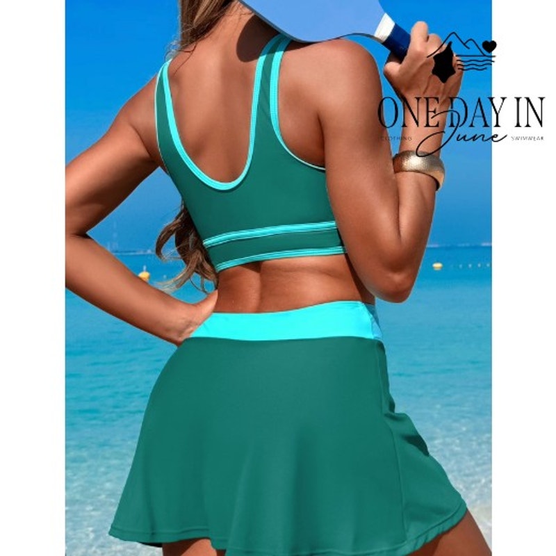Aleumdr Crop Skirted Bikini Swimsuit Size L