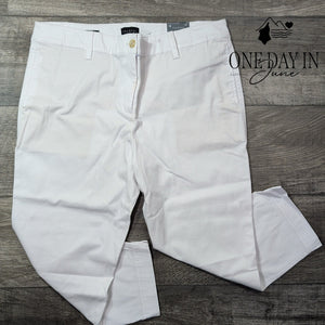 Talbots Perfect Crop Pants White Slim Leg Stretch NWT Size 12P