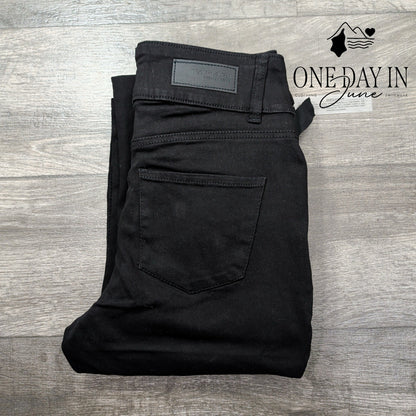 Tahari Anya Jeans Black Triple Button Mini Boot Stretch NWT Size 10 (30)