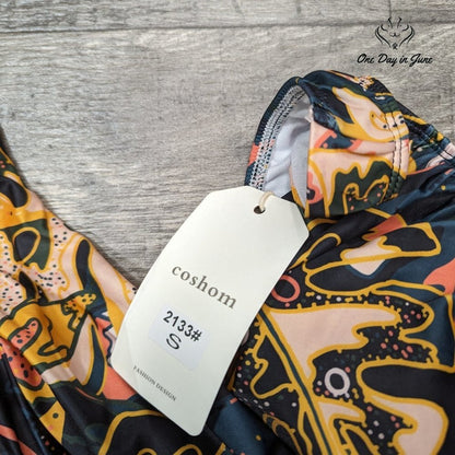 Coshom V Neck Boyshort Tankini Swimsuit Size S