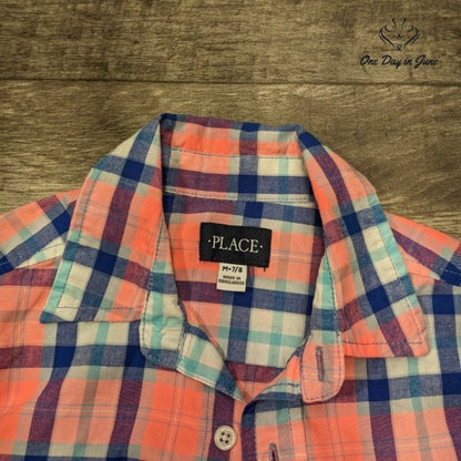 Childrens Place Cute Button Down Shirt Size M (7-8)