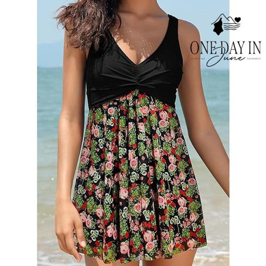 Shekini Boyshort Mesh Swimdress One Piece Swimsuit Size L
