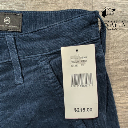 AG Adriano Goldschmied Angel Fatigue Bootcut Corduroy Pants Navy NWT $215 Size 4