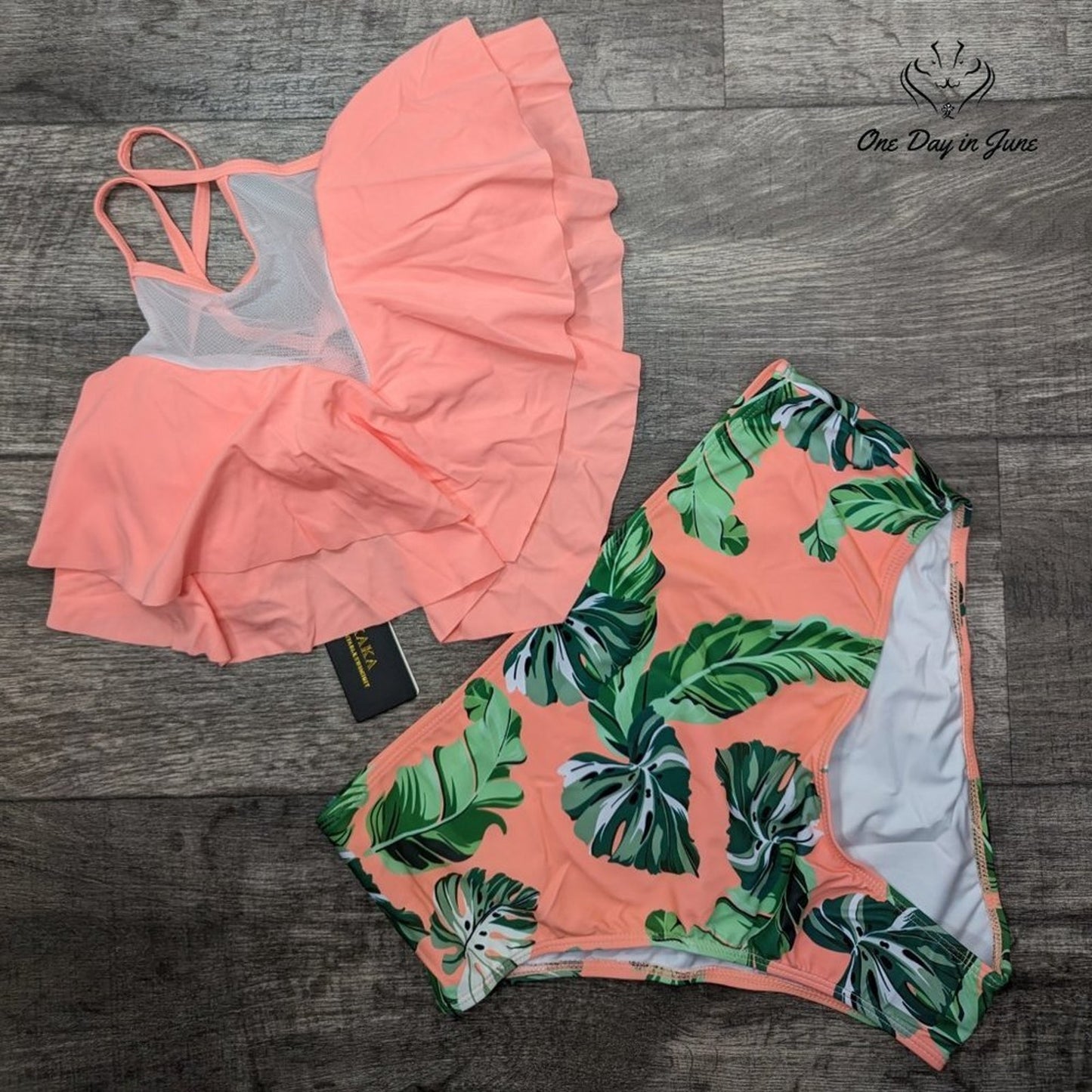 Cosaka High Neck Mesh Flounce Bikini Swimauit Size XL