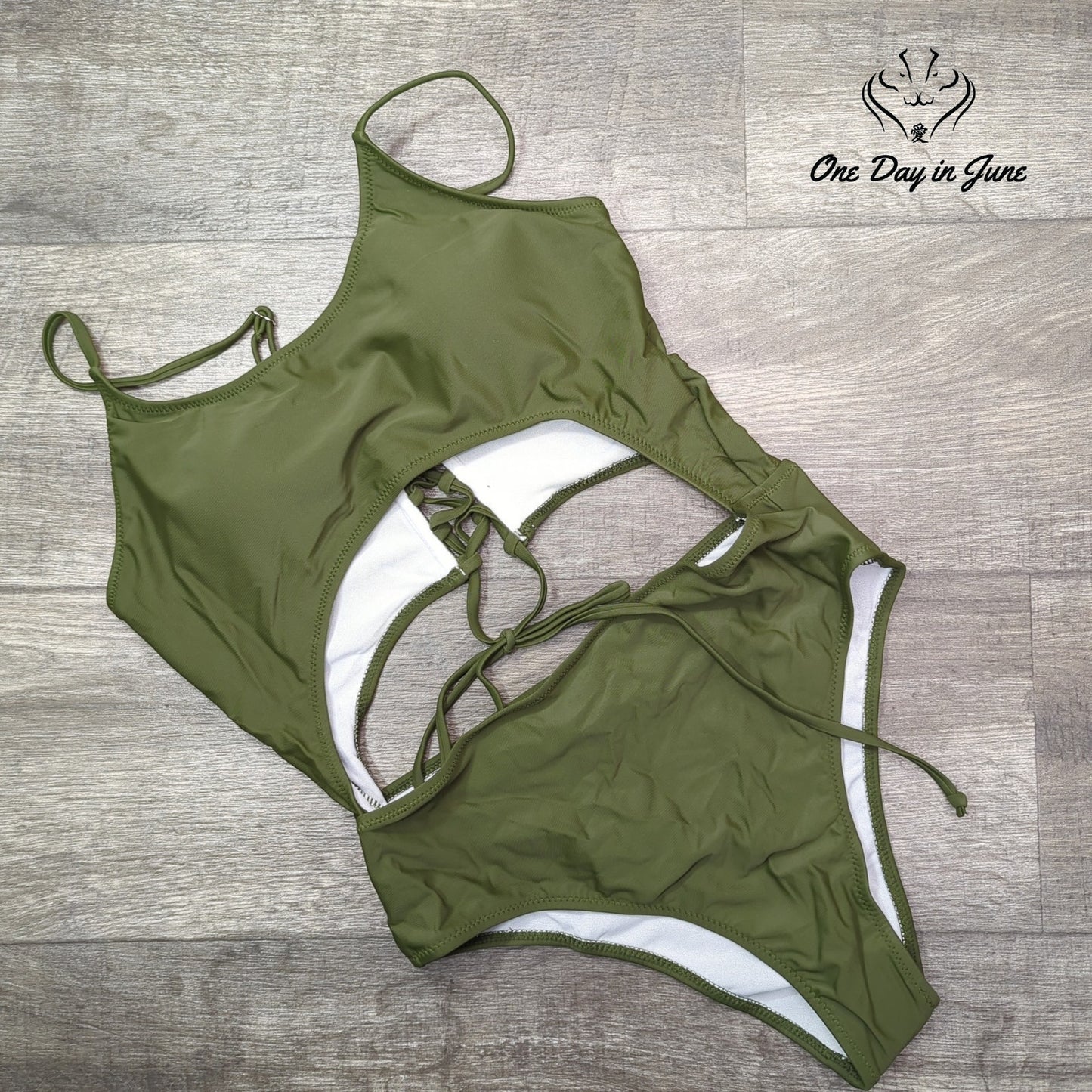 Leisup Cut Out Lace Up Back One Piece Swimsuit Size XL
