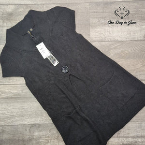 Susan Lawrence Short Sleeve Open Front Cardigan Sweater Black NWT Size S