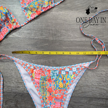 Aleumdr Adjustable Triangle Tie Side Bikini Swimsuit Size S