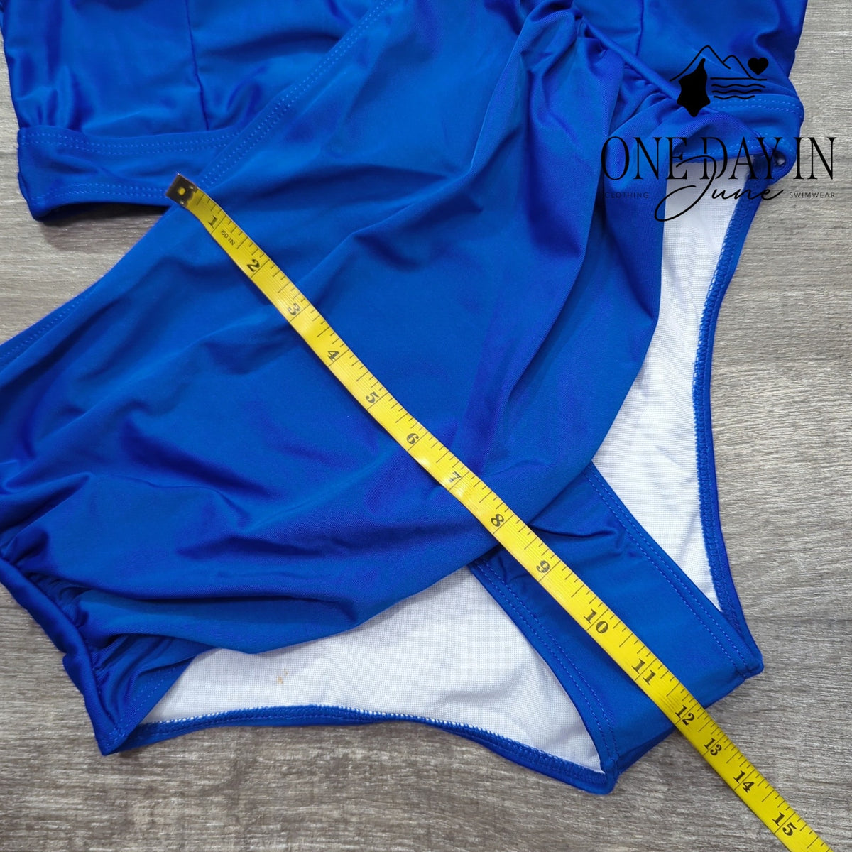 Sporlike Ruffle Shoulder High Waist Bikini Swimsuit Royal Blue NWT Size L