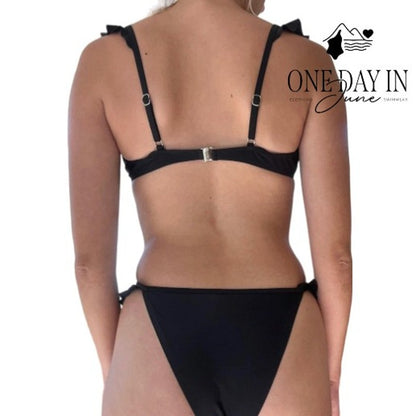 CharmLeaks Tuxedo Ruffle Cheeky Bikini Swimsuit Size L