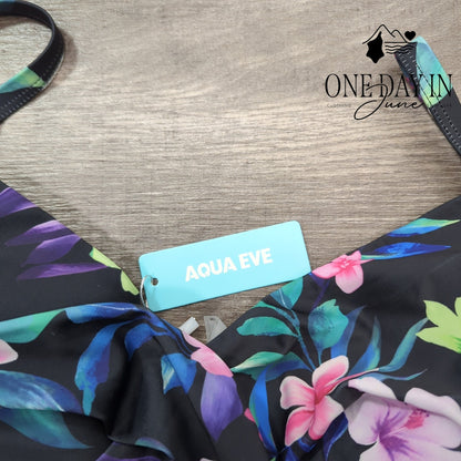 Aqua Eve Twist Front Floral Tankini Top Size XXL