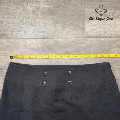 Atelier Pleated Flare Mini Skirt Gray Button Detail Size 2