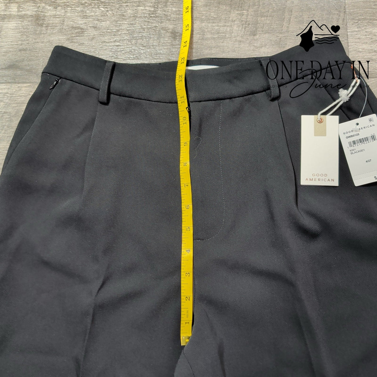 Good American Luxe Suiting Column Trouser Black Wide Leg Pants NWT Size 4 (27)