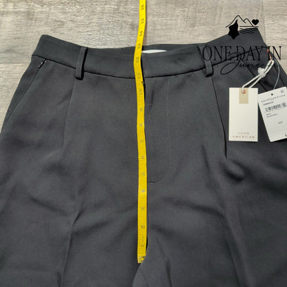 Good American Luxe Suiting Column Trouser Black Wide Leg Pants NWT Size 4 (27)