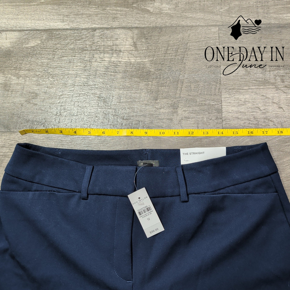 Ann Taylor The Straight Mid Rise Straight Leg Dress Pants Navy Blue NWT Size 12