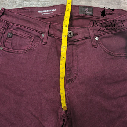 AG Adriano Goldschmied The Legging Ankle Super Skinny Jeans Burgundy NWT Size 4