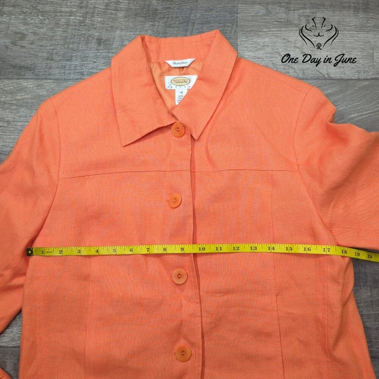 Talbots Petites Irish Linen Jacket Orange Button Front Blazer Size 10