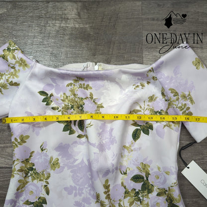 Calvin Klein Off Shoulder Floral Scuba Sheath Dress NWT $134 Lilac Size 6
