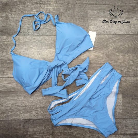 Holipick Strappy Halter Wrap Bikini Swimsuit Size L