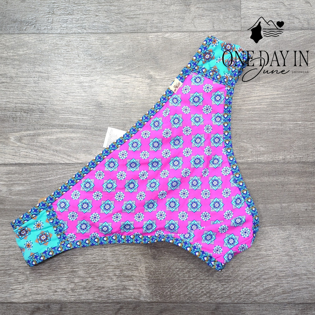 Hobie Bikini Bottom Pink Turquoise Geometric Print Moderate Coverage NWT Size XL