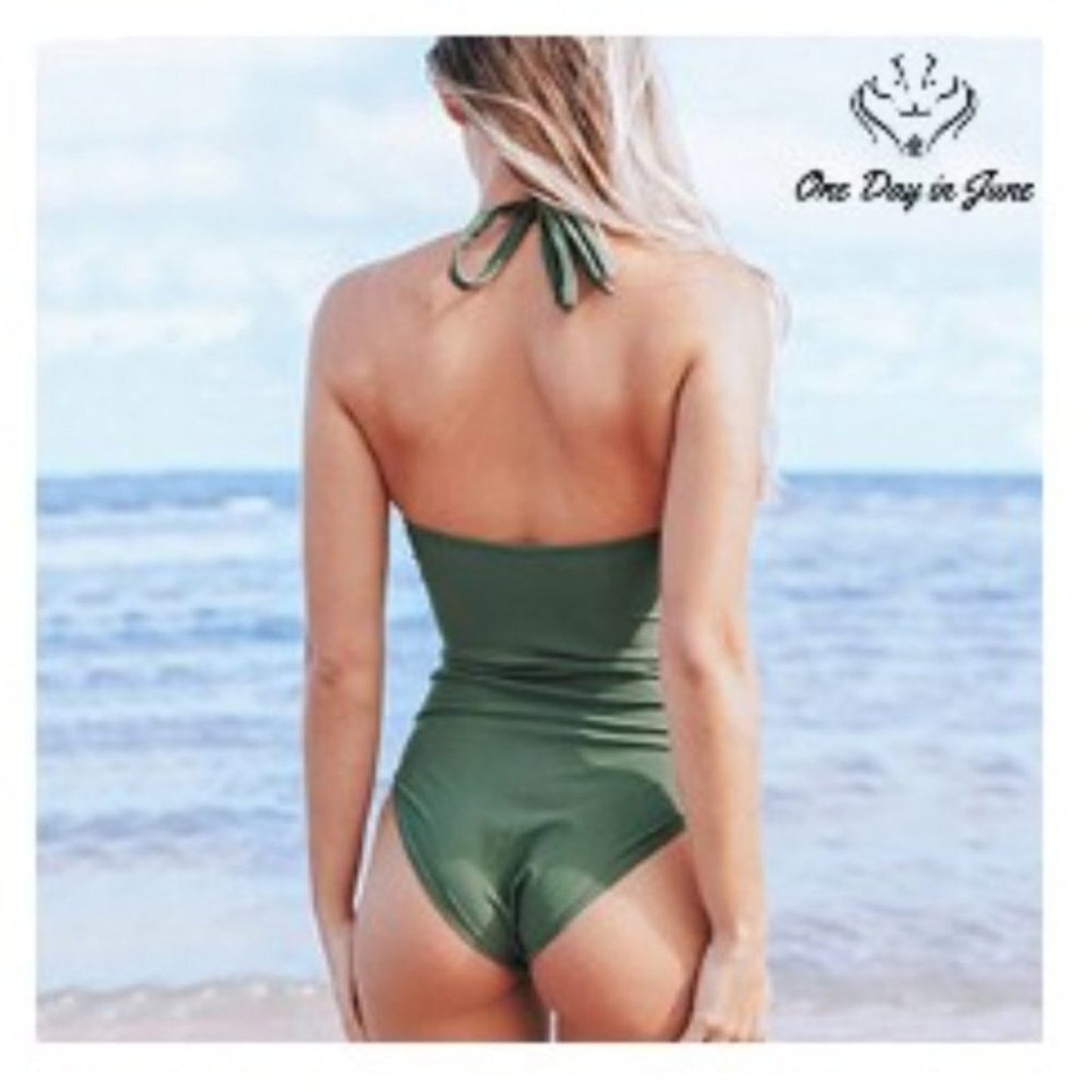 SEASELFIE Vintage High Waisted Convertible Halter One-Piece Size S