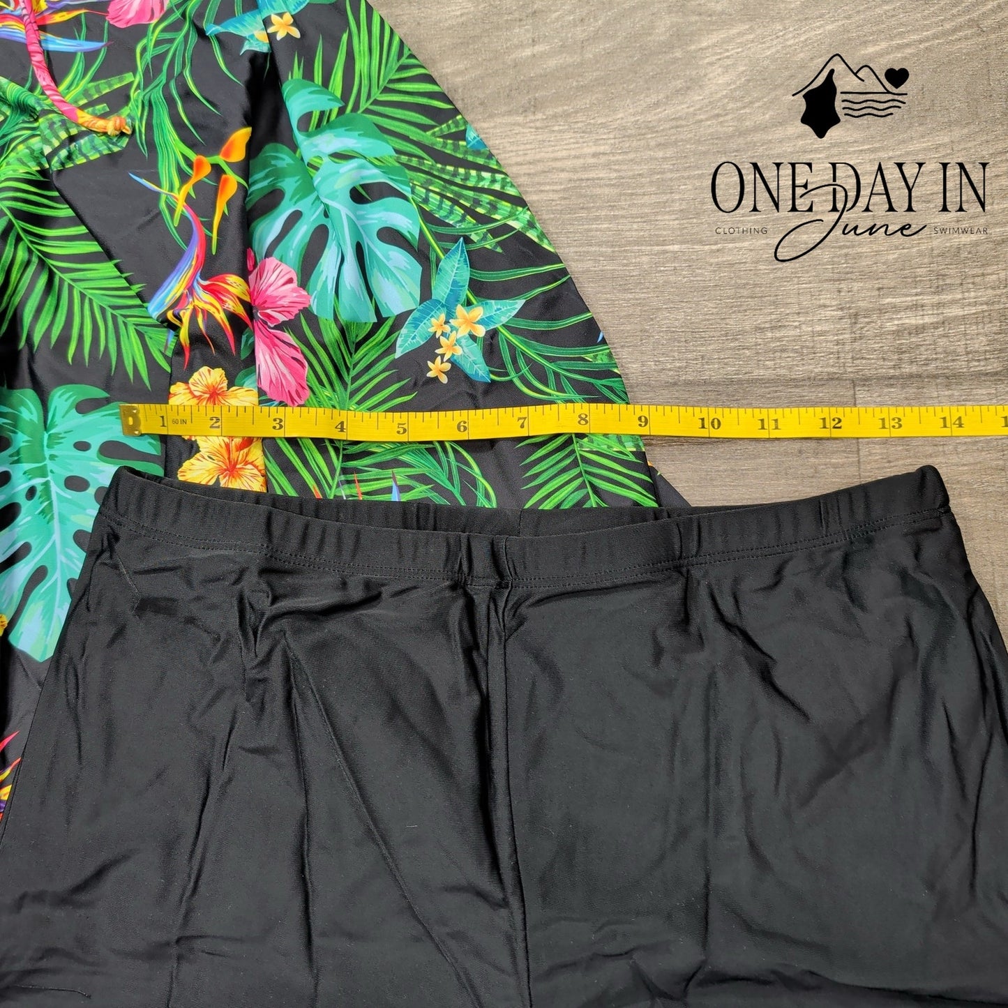 Nieyook Plus Size Tropical Swimdress Boyshort Tankini Swimsuit Size 14W