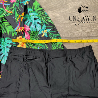 Nieyook Plus Size Tropical Swimdress Boyshort Tankini Swimsuit Size 14W