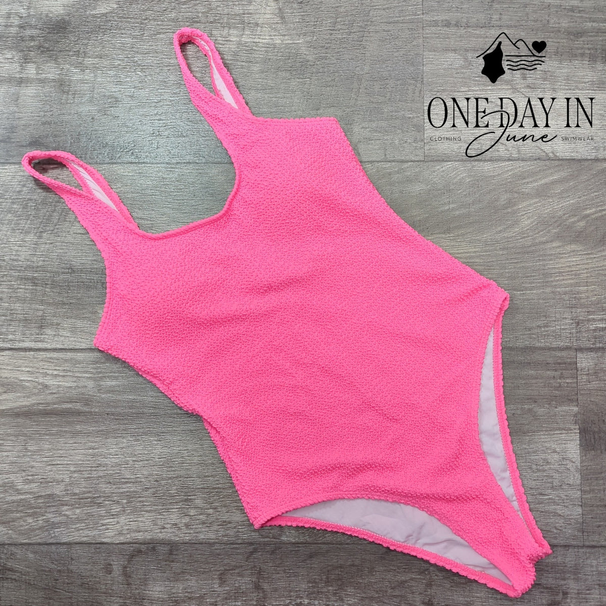 CharmLeaks Textured Crinkle One Piece Swimsuit Hot Pink Size S
