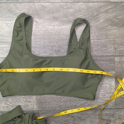 Aleumdr Crop Top Bottom Knot Bikini Swimsuit Size XL