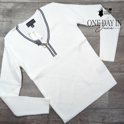 Premise Ribbed Long Sleeve Quarter Zip Sweater Size L