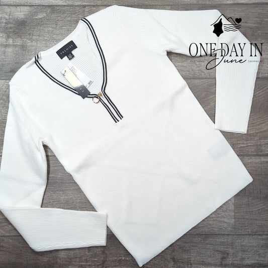 Premise Ribbed Long Sleeve Quarter Zip Sweater Size L