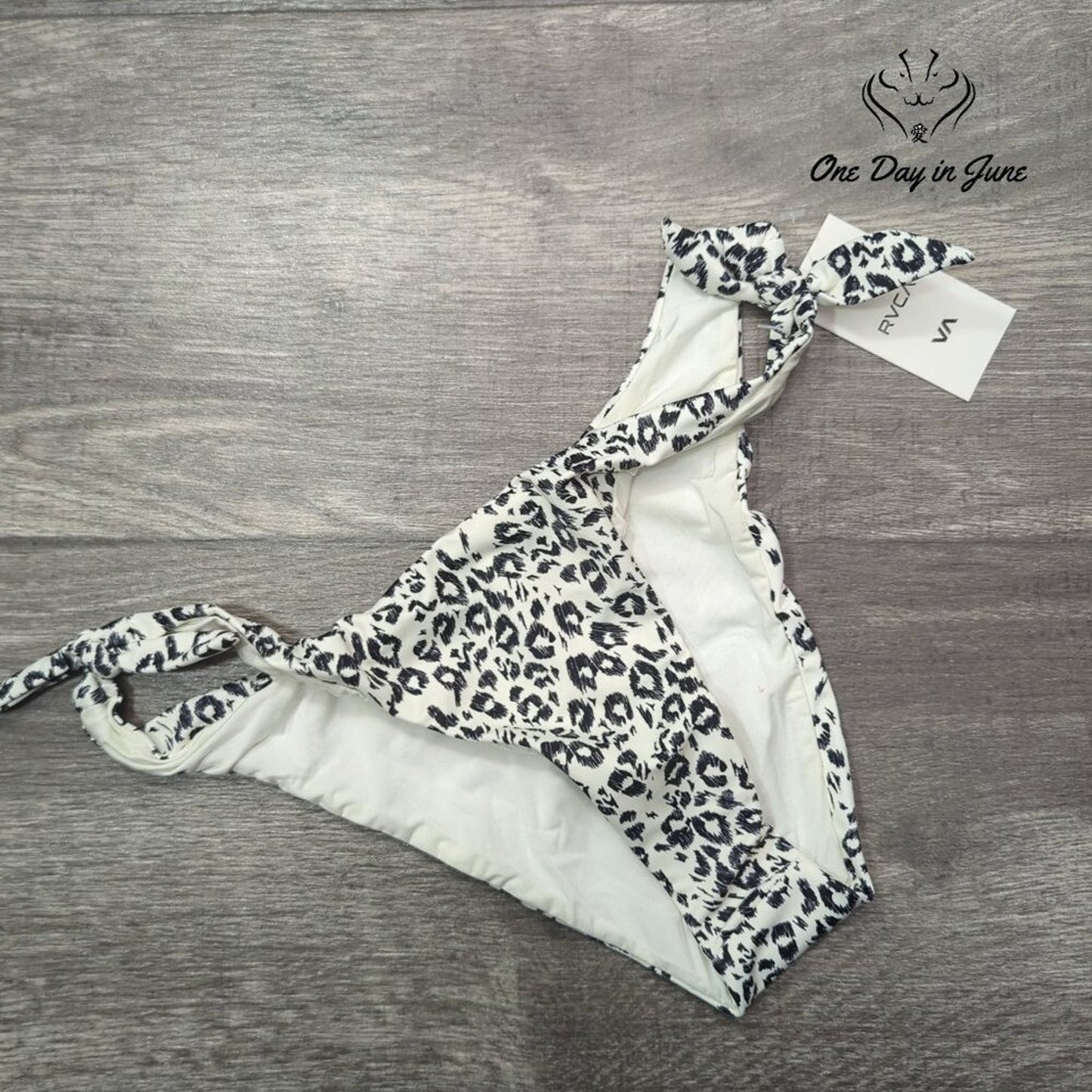 RVCA Animal Instincts French Bikini Bottom Tie Side Leopard NWT $52 Size XS