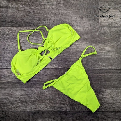 Sovoyontee Tie Knot Keyhole Bikini Swimsuit Size L