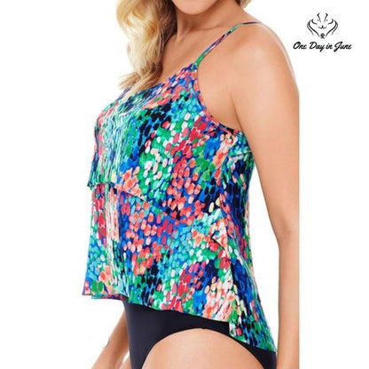 St. John's Bay Abstract Tankini Top Size 8