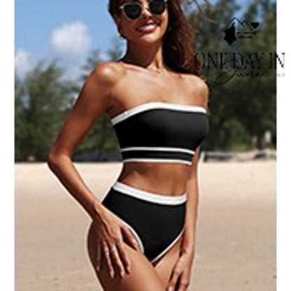 Yonique Bandeau High Waist Bikini Swimsuit Size XL