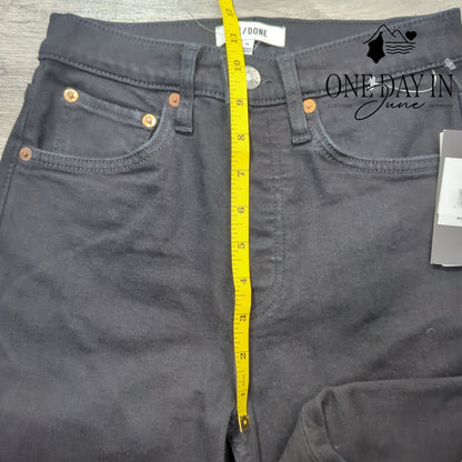 Re/Done 70s Stove Pipe Jeans Black Noir With Rip High Rise NWT Size 00 (24)