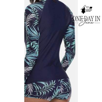 Lopie Long Sleeve Rashguard Boyshort Bikini Swimsuit Size XXL