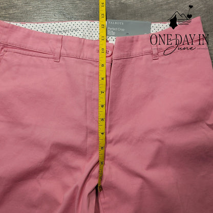 Talbots Perfect Crop Pants Pink Slim Leg Button Hem NWT Petite Size 8P