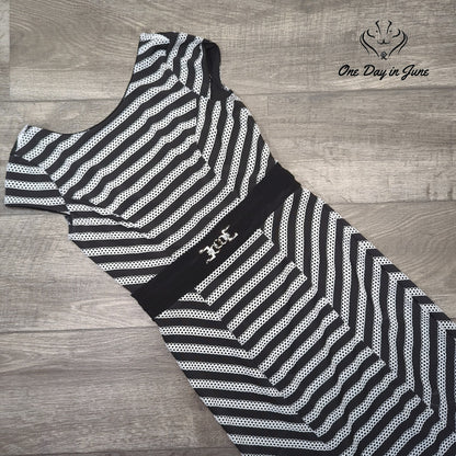 White House Black Market Striped Sheath Dress Black White Buckle Size 2