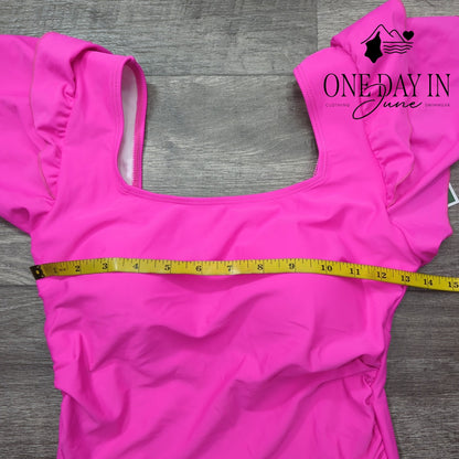 Eomenie Ruffle Shoulder One Piece Swimsuit Size S
