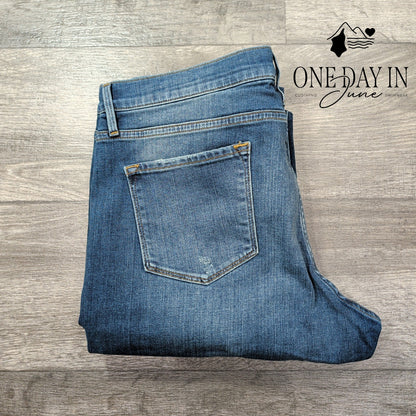 Frame Le Garcon Jeans Blue Azur Mid Rise Straight Boyfriend NWT Size 16 (33)