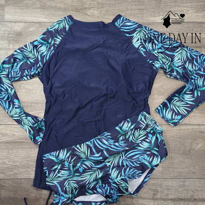Lopie Long Sleeve Rashguard Boyshort Bikini Swimsuit Size XXL