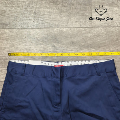 Izod Women's Stretch Flat Front Chino Shorts Navy Blue NWT Size 2