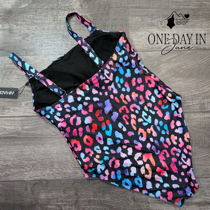 Aimage Gathered Top One Piece Swimsuit Size L