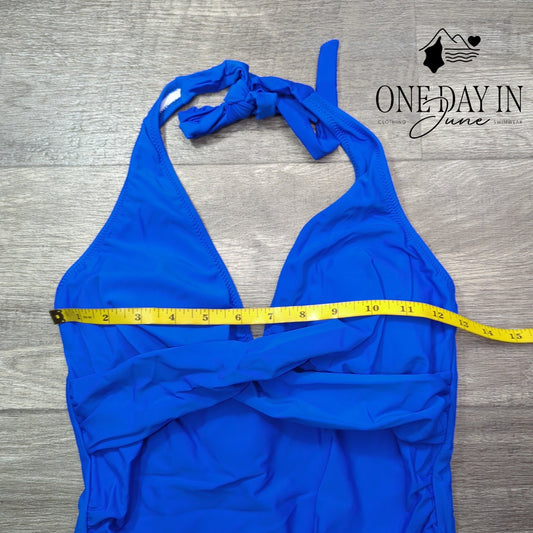 Suuksess Cross Front Tummy Control One Piece Swimsuit Royal Blue Size S
